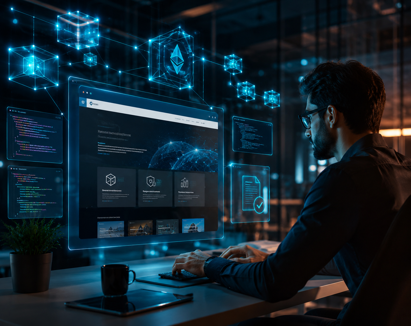 Blockchain and smart contract based website development